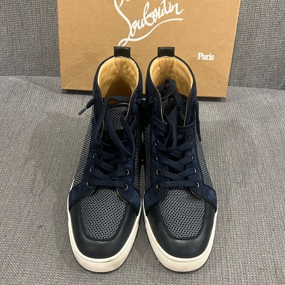 MEN CHRISTIAN LOUBOUTIN Louis Orlato suede and mesh high-top trainers main image 10